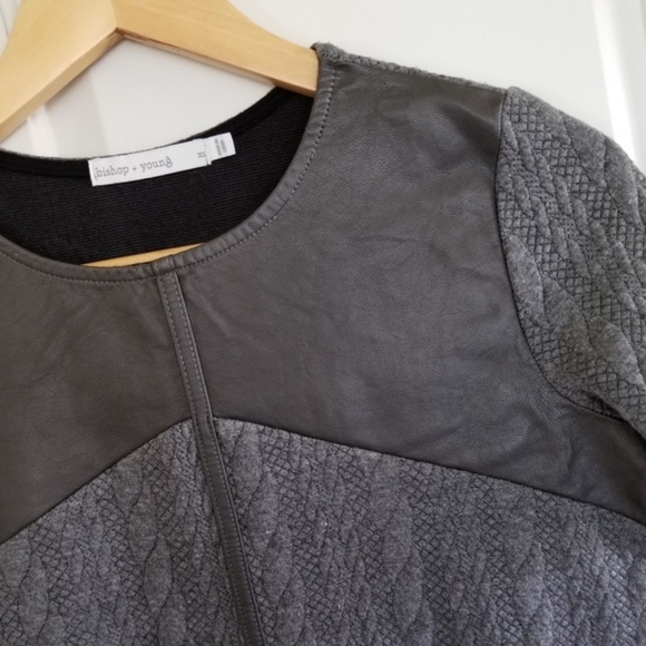 Bishop + Young Gray Faux Leather/Sweater Mini Dress size XS - Picture 2 of 5